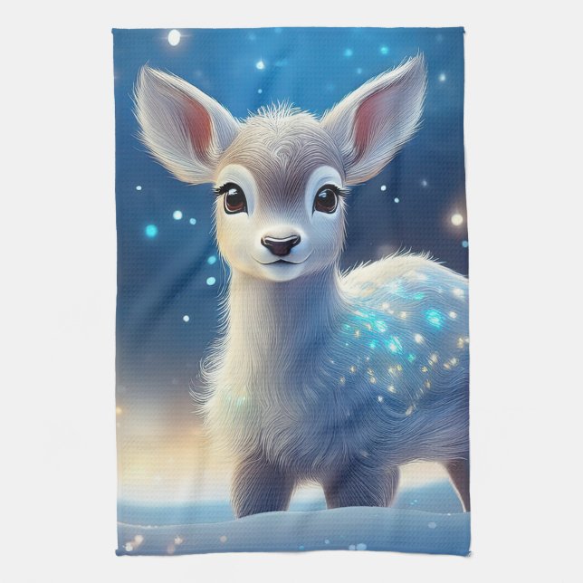 Linge De Cuisine Bébé Reindeer Sparkling Starry Nuit (Vertical)