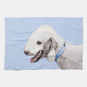 Linge De Cuisine Bedlington Terrier Peinture - Art Chien original