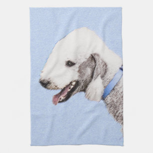 Linge De Cuisine Bedlington Terrier Peinture - Art Chien original