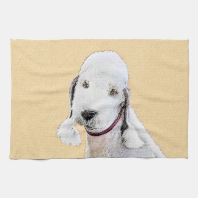 Linge De Cuisine Bedlington Terrier Peinture - Art Chien original (Horizontal)