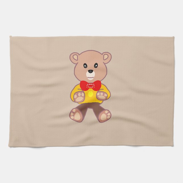 Linge De Cuisine Beige mignon Bowtie Teddy Bear (Horizontal)
