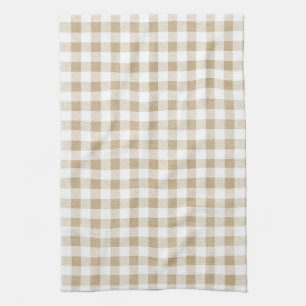 Linge De Cuisine Beige rustique En vichy Buffalo Plaid