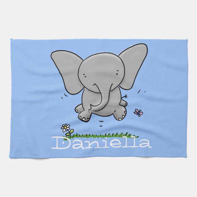 Linge De Cuisine Belle adorable dessin d'éléphant bébé (Horizontal)