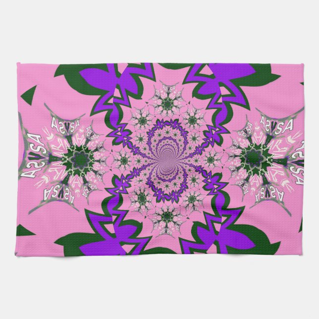 Linge De Cuisine Belle Bébé rose Floral Purple Shade Motif Art (Horizontal)