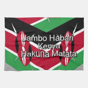 Linge De Cuisine Belle Belle Cube Kenyane Drapeau avec salutation