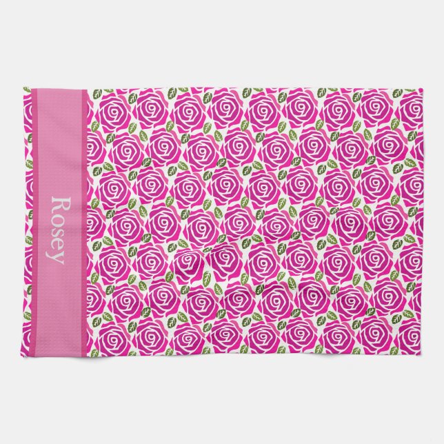 Linge De Cuisine Belle Fille Hot rose Rose Nom du Motif (Horizontal)