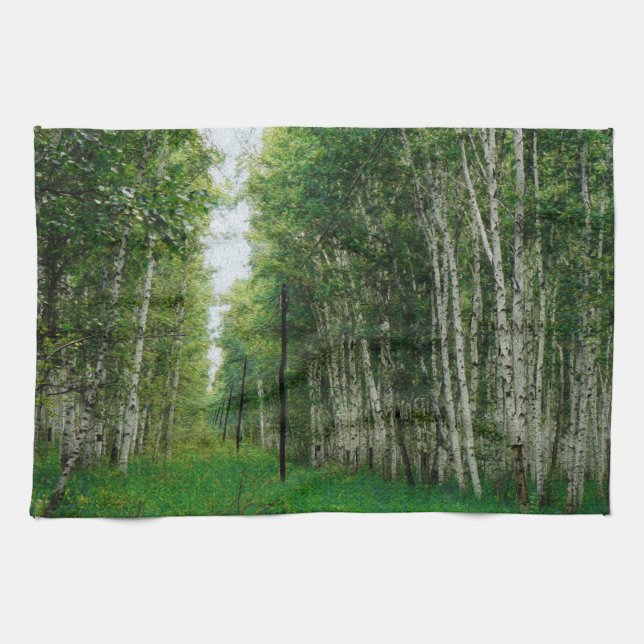 Linge De Cuisine Belle forêt de bouleaux (Horizontal)