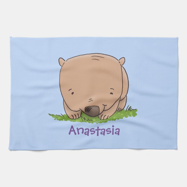 Linge De Cuisine Belle illustration de dessin animé de bébé wombat (Horizontal)