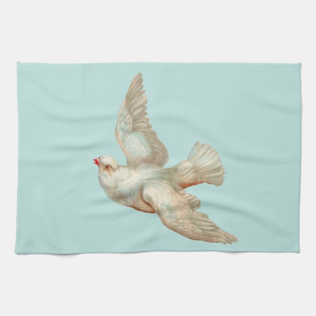 Linge De Cuisine belle impression de colombe blanche (Horizontal)