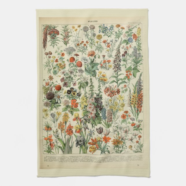 Linge De Cuisine Belle Millot Fleur Illistration Imprimer (Vertical)