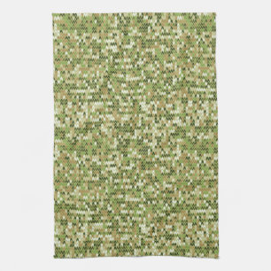 Linge De Cuisine Belle motif en tricot de mamie vert olive