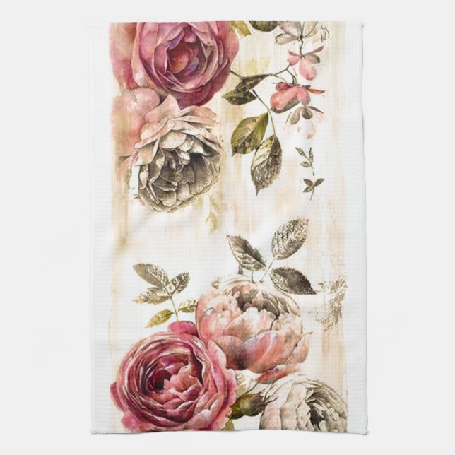 Linge De Cuisine Belle peinture florale victorienne (Vertical)