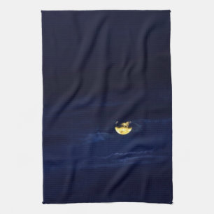 Linge De Cuisine Belle Pleine lune en nuages bleus de minuit