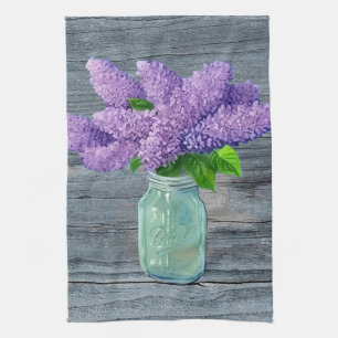 Linge De Cuisine Belles Lilacs En Mason Jar Rustique