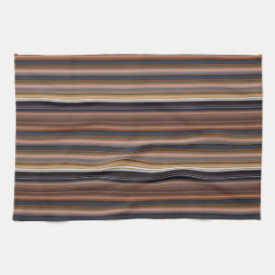Linge De Cuisine Belles rayures bleues brunes
