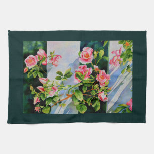 Linge De Cuisine Belles roses roses roses, roses rouges, aquarelle