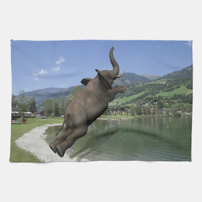 Linge De Cuisine Belly Flop Elephant (Horizontal)