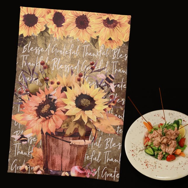 Linge De Cuisine Bénédiction de tournesol Gratitude Thanksgiving (Créateur téléchargé)