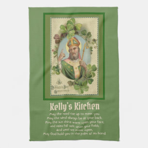 Linge De Cuisine Bénédiction irlandaise de St. Patrick Shamrocks re