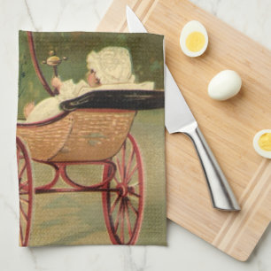 Linge De Cuisine Berceau et Cigogne de style victorien vintage