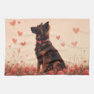 Linge De Cuisine Berger d'Anatolie avec des Roses - Saint-Valentin