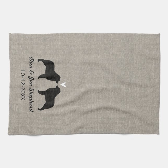 Linge De Cuisine Bergers australiens avec cœur et texte (Horizontal)