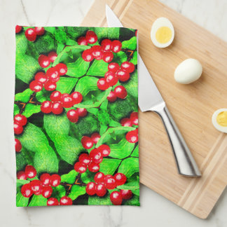 Linge De Cuisine Berries rouges avec Raindrops Abstrait Motif de la