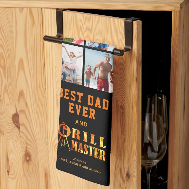 Linge De Cuisine BEST DAD EVER GRILL MASTER 20 Photo Collage (Pliage en tiers)