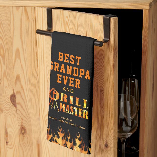 Linge De Cuisine BEST GRANDPA JAMAIS GRILL MASTER Personnalisé (Pliage en tiers)