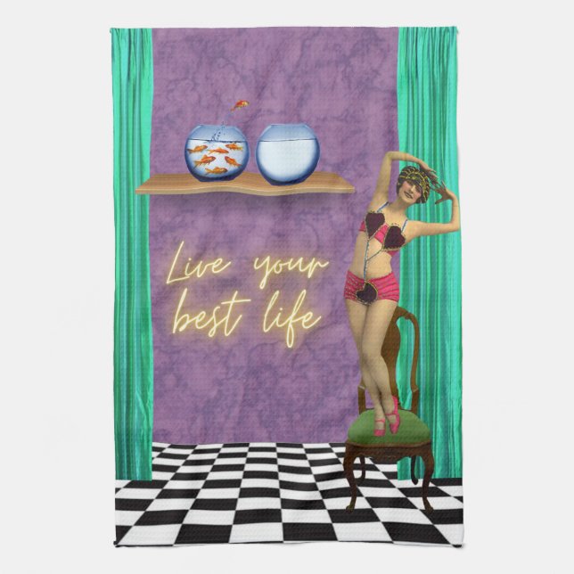 Linge De Cuisine Best Life Funky Vintage Kitsch (Vertical)