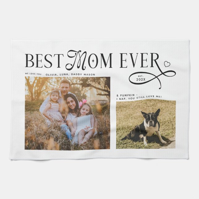 Linge De Cuisine Best Mom Ever Dog Family Photos Heart Mothers Day (Horizontal)