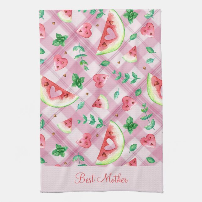 Linge De Cuisine Best Mom Farmhouse Watermelon Hearts (Vertical)
