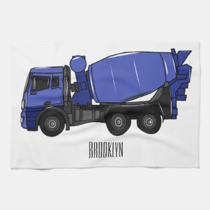 Linge De Cuisine Béton mélange camion de transport caricature