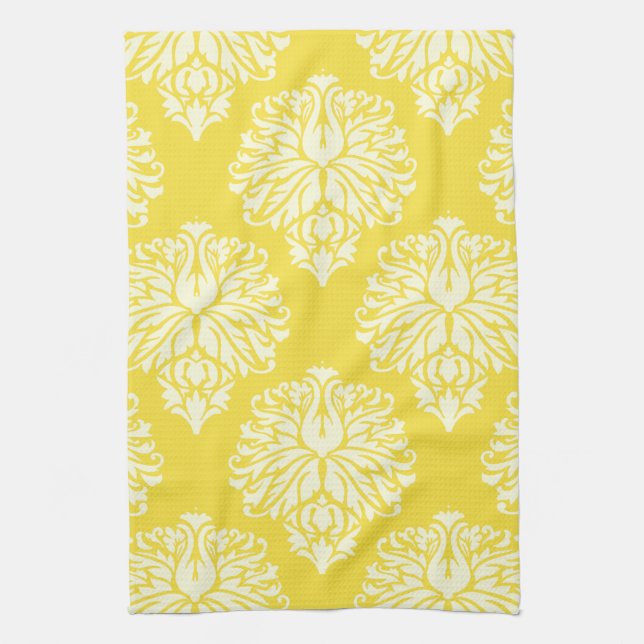 Linge De Cuisine Beurre-jaune-cottage sud Damas (Vertical)
