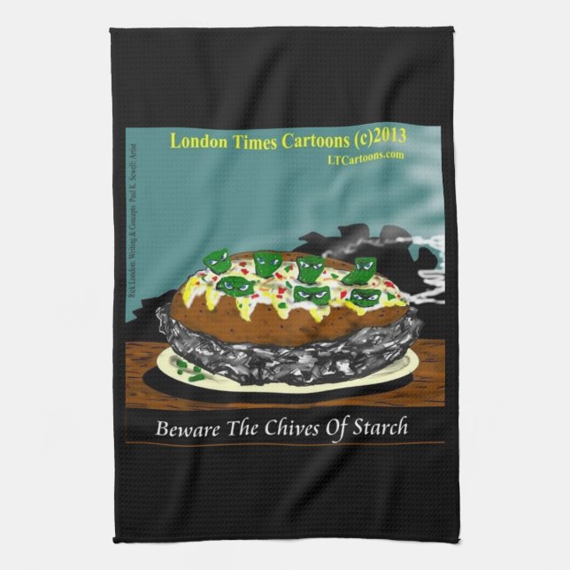 Linge De Cuisine Beware the Chives of Starch – Funny Foodie Cartoon (Vertical)