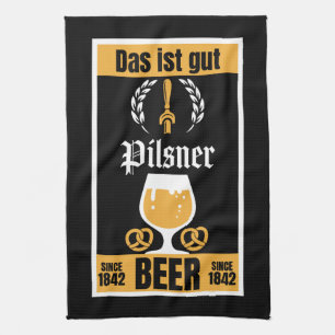 Linge De Cuisine Bière Pilsner Allemande Et Saucisse