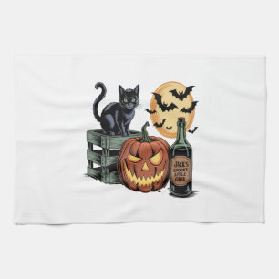 Linge De Cuisine Bièrre de chat de citrouille Halloween