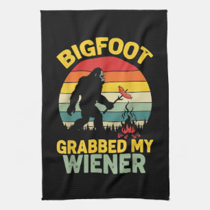 Linge De Cuisine Big Foot a attrapé mon hot dog drôle Sasquatch