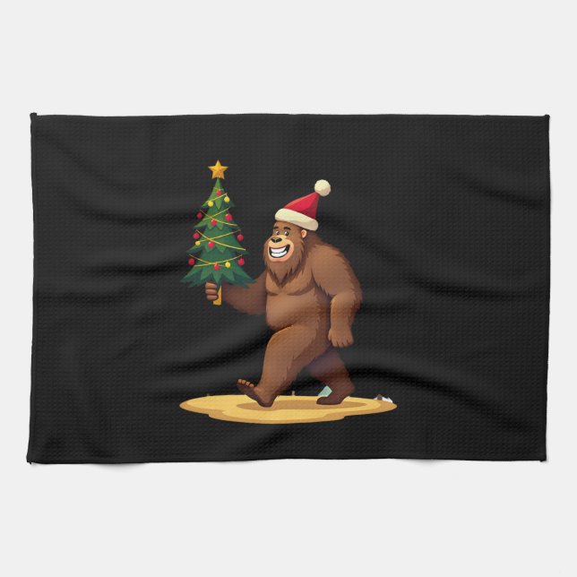 Linge De Cuisine Bigfoot Christmas Tree Santa Hat (1) (Horizontal)