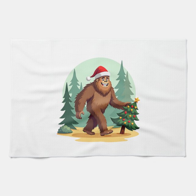 Linge De Cuisine Bigfoot Christmas Tree Santa Hat (3) (Horizontal)