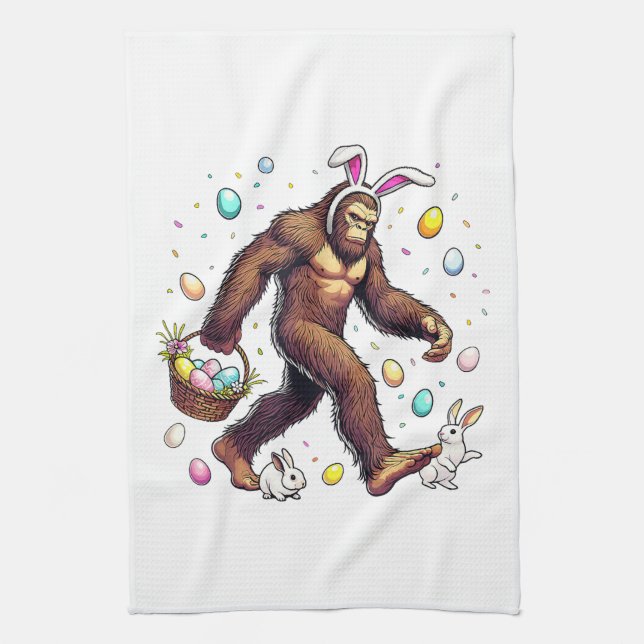 Linge De Cuisine Bigfoot Pâques Drôle Sasquatch (Vertical)