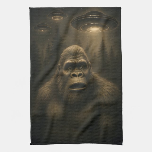 Linge De Cuisine Bigfoot Sasquatch Alien UFO Funny (Vertical)