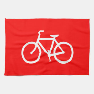 Linge De Cuisine Bike rouge et blanc