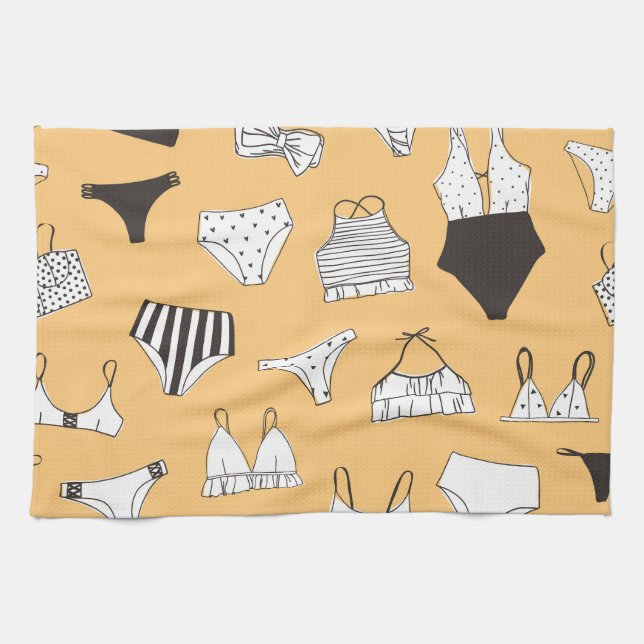 Linge De Cuisine Bikini tropical : Motif d'été à main (Horizontal)