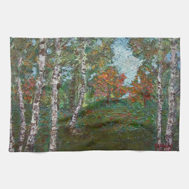 Linge De Cuisine Birch Trees (par Kimon Loghi) (Horizontal)