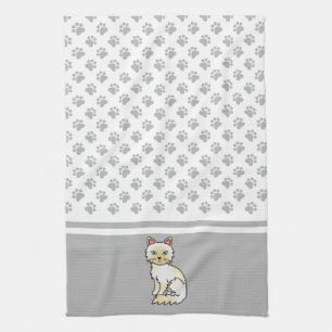 Linge De Cuisine Birman / Ragdoll Point crème Chat & Pattes Mignonn