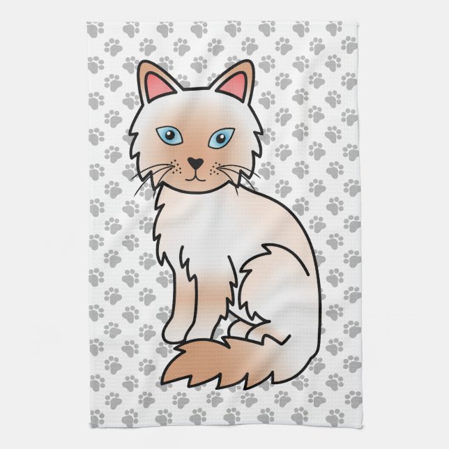 Linge De Cuisine Birman / Ragdoll Point Rouge Chat et Pattes Mignon (Vertical)