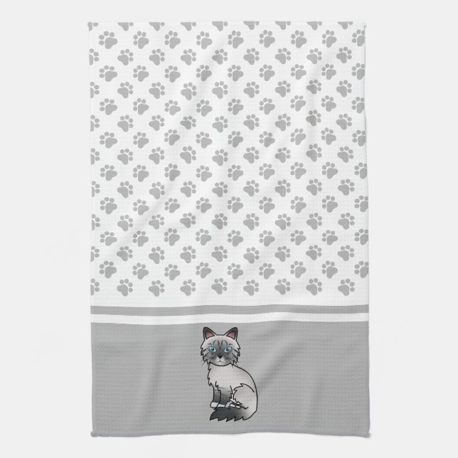 Linge De Cuisine Birman / Ragdoll Tabby bleu point Patte Chaton & P (Vertical)