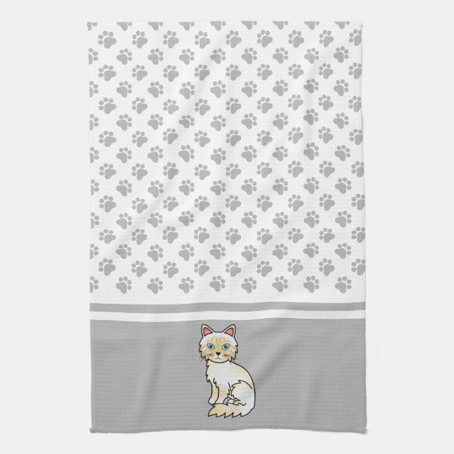 Linge De Cuisine Birman / Ragdoll tabby crème Point Chats & Pattes  (Vertical)