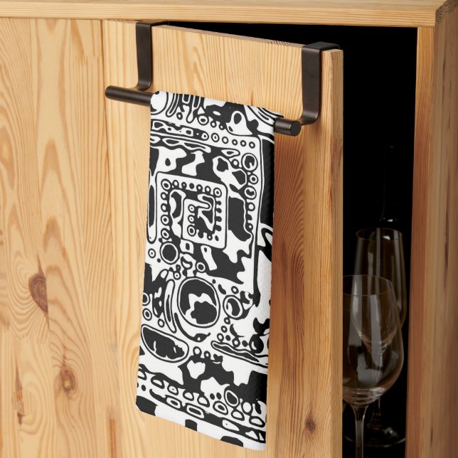 Linge De Cuisine Black and White Geometric Art 25 (Pliage en tiers)